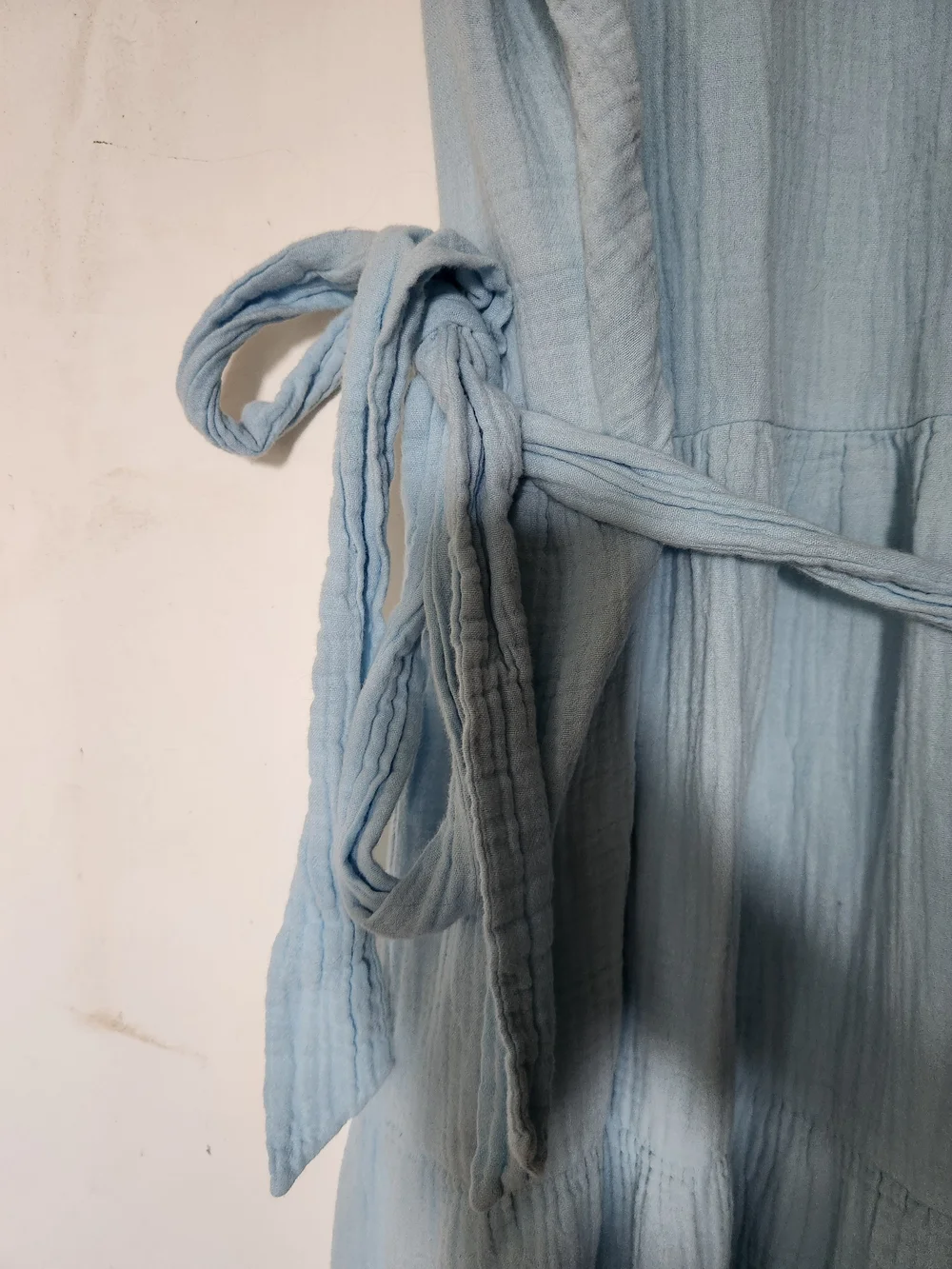💕5/$25 J Crew Sleeveless Light Blue Tiered Midi Dress with Waist Tie